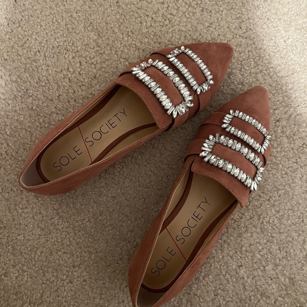 Rhinestone Mauve Flats - Picture 2 of 11